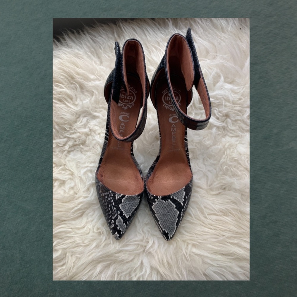 Jeffrey Campbell Leather Snakeskin Solitaire Heels